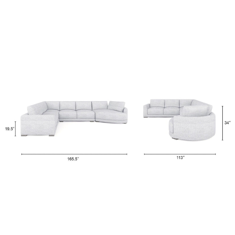 Canapé d'angle modulable Laguna 165,5 avec méridienne