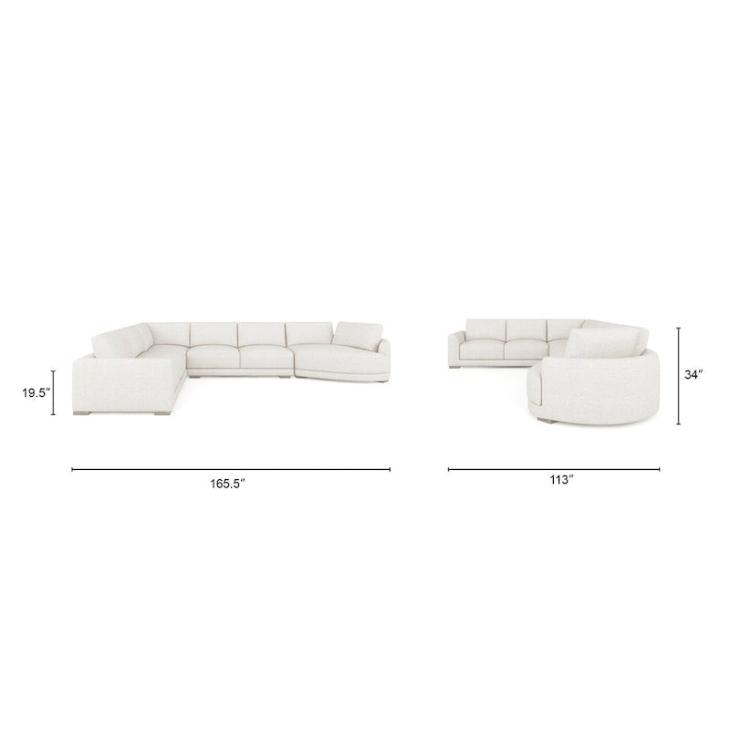 Canapé d'angle modulable Laguna 165,5 avec méridienne