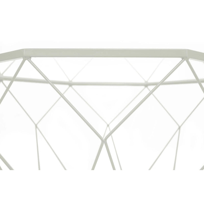 Table basse centrale octogonale moderne Malibu 29 avec plateau en verre trempé et base géométrique en métal robuste pour salon et bureau