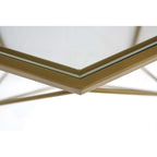 Table basse centrale octogonale moderne Malibu 29 avec plateau en verre trempé et base géométrique en métal robuste pour salon et bureau