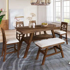 Table de salle à manger en bois hauteur comptoir avec étagère de rangement