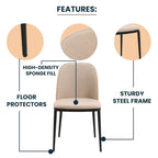 Chaise de salle à manger avec assise rembourrée, chaise d'appoint avec cadre en bois MDF en acier