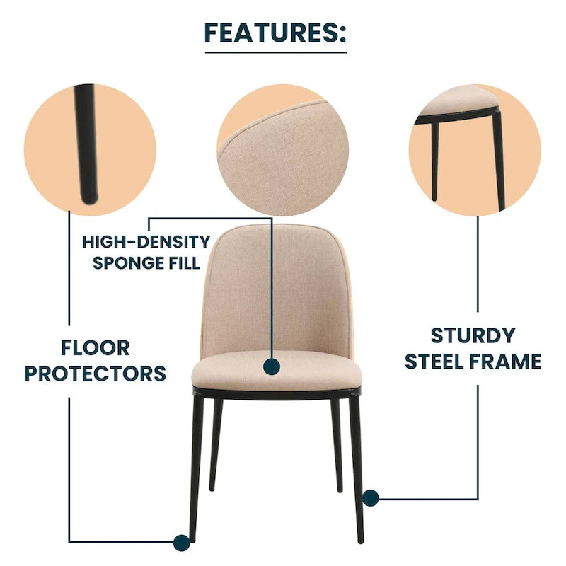 Chaise de salle à manger avec assise rembourrée, chaise d'appoint avec cadre en bois MDF en acier