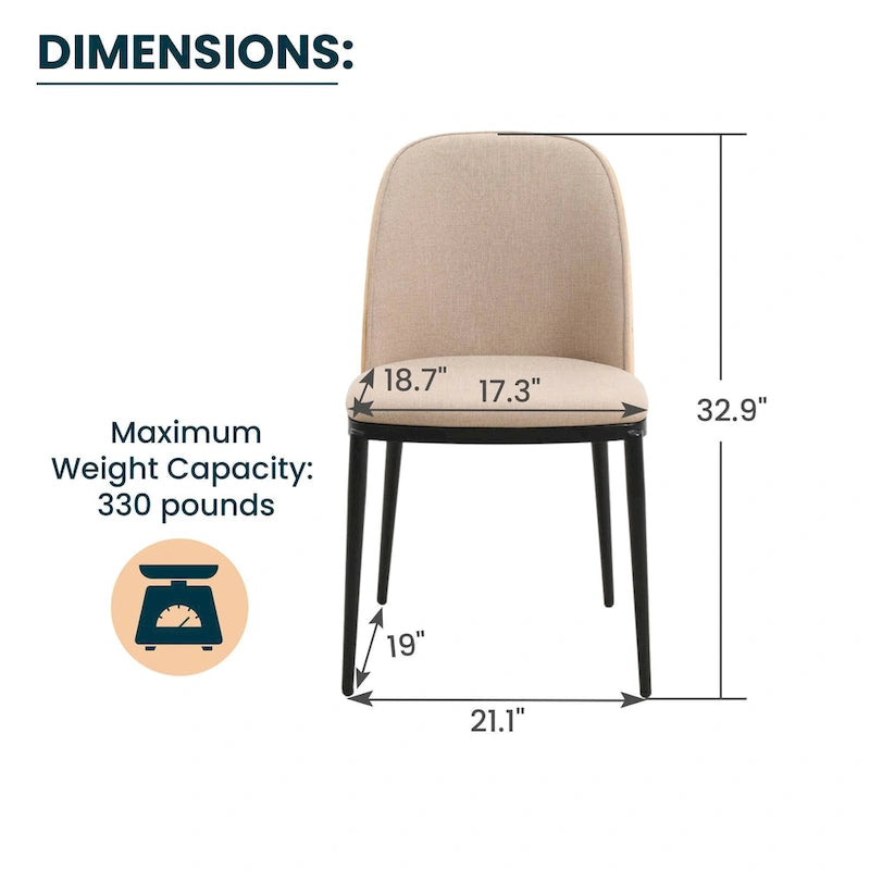 Chaise de salle à manger avec assise rembourrée, chaise d'appoint avec cadre en bois MDF en acier