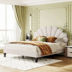 Lit plateforme rembourré Queen Size avec motif floral