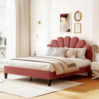 Lit plateforme rembourré Queen Size avec motif floral