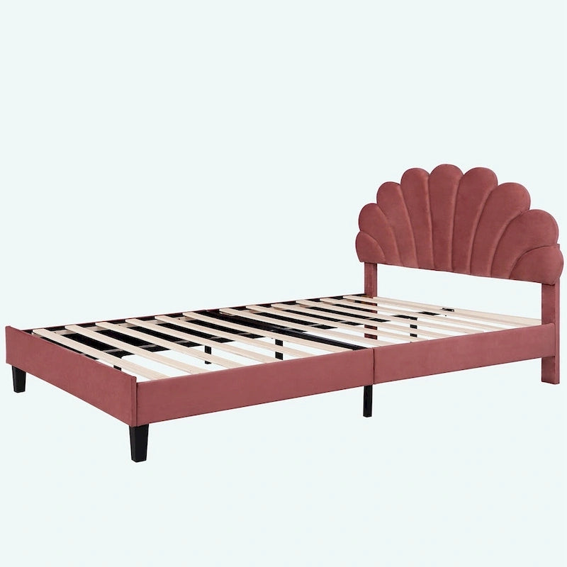Lit plateforme rembourré Queen Size avec motif floral