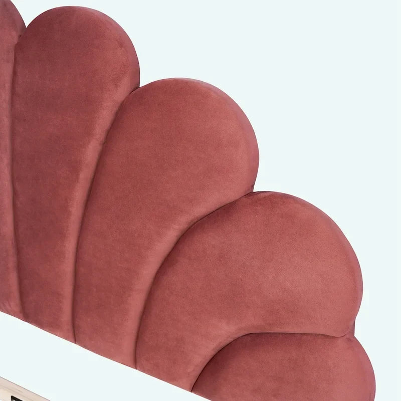 Lit plateforme rembourré Queen Size avec motif floral