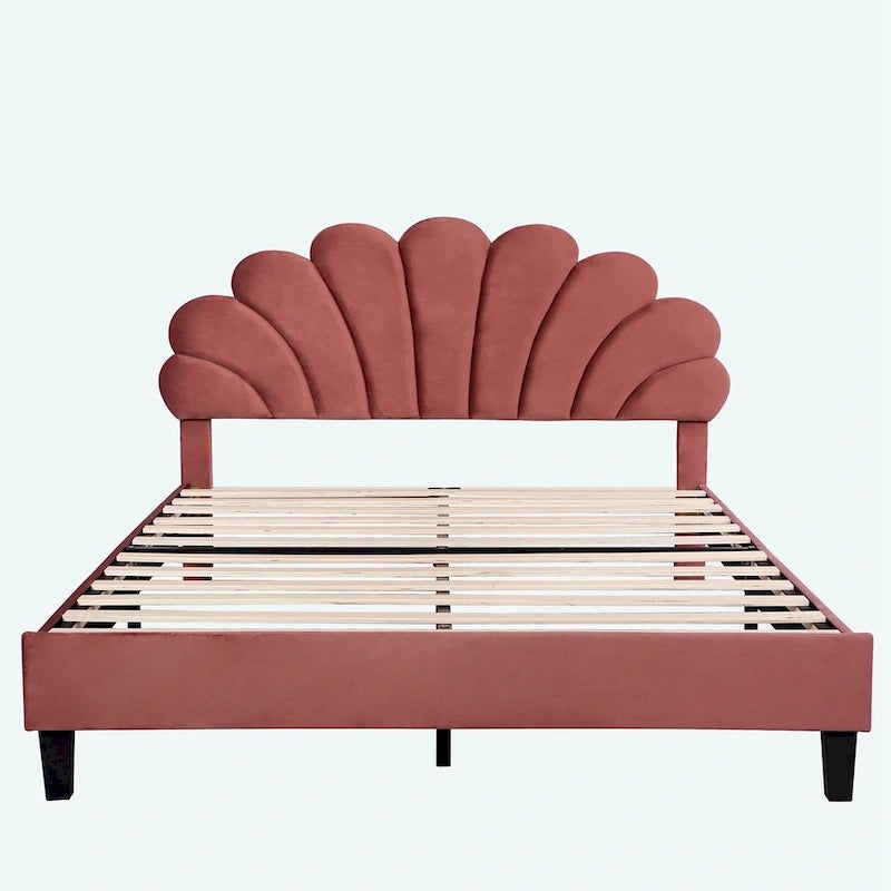 Lit plateforme rembourré Queen Size avec motif floral