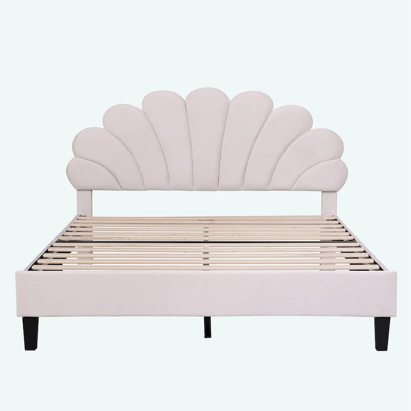 Lit plateforme rembourré Queen Size avec motif floral