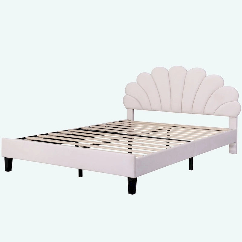Lit plateforme rembourré Queen Size avec motif floral