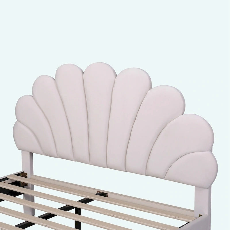 Lit plateforme rembourré Queen Size avec motif floral