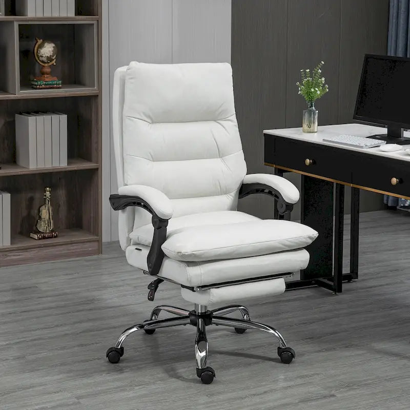 Chaise de bureau de massage inclinable chauffante à vibrations en microfibre
