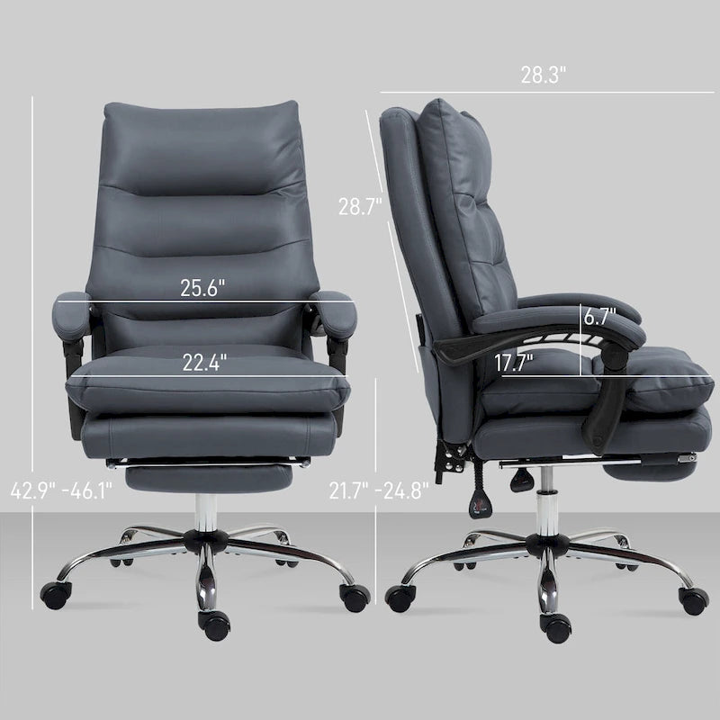 Chaise de bureau de massage inclinable chauffante à vibrations en microfibre