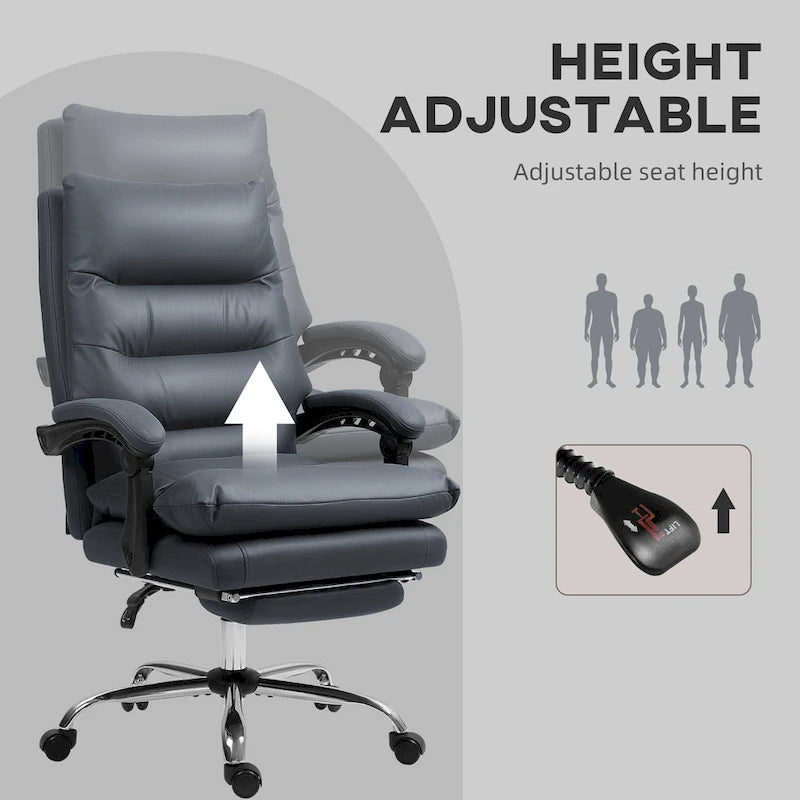 Chaise de bureau de massage inclinable chauffante à vibrations en microfibre