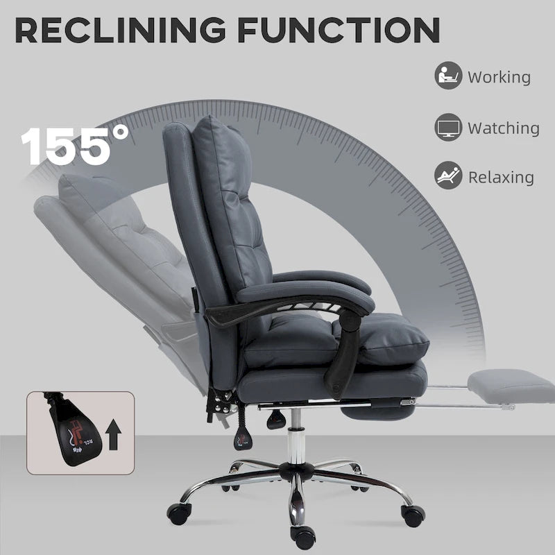Chaise de bureau de massage inclinable chauffante à vibrations en microfibre