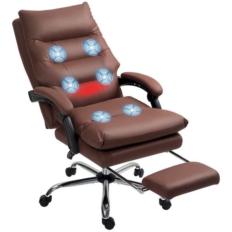 Chaise de bureau de massage inclinable chauffante à vibrations en microfibre