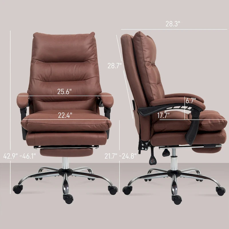 Chaise de bureau de massage inclinable chauffante à vibrations en microfibre
