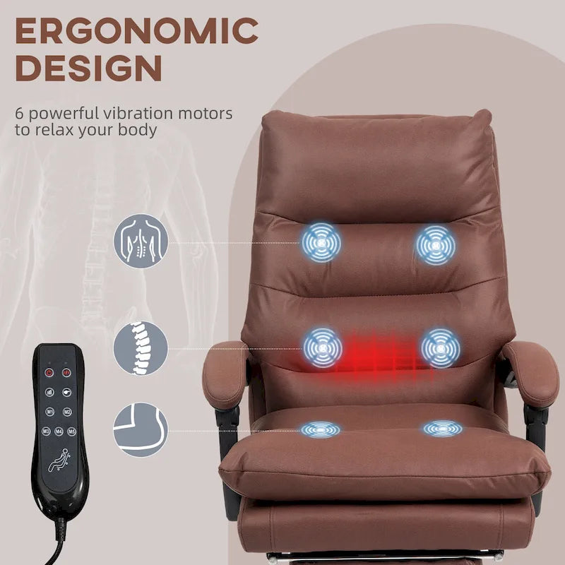Chaise de bureau de massage inclinable chauffante à vibrations en microfibre