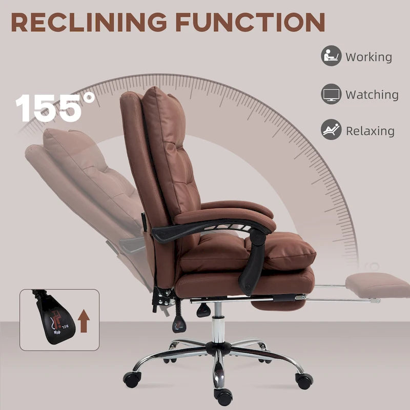 Chaise de bureau de massage inclinable chauffante à vibrations en microfibre