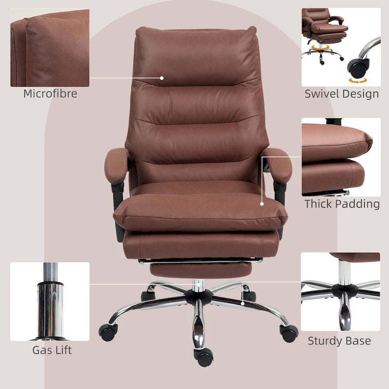 Chaise de bureau de massage inclinable chauffante à vibrations en microfibre