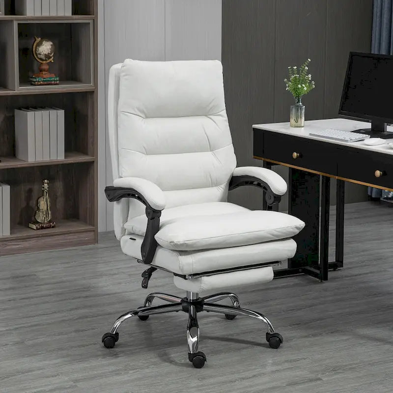 Chaise de bureau de massage inclinable chauffante à vibrations en microfibre
