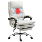Chaise de bureau de massage inclinable chauffante à vibrations en microfibre