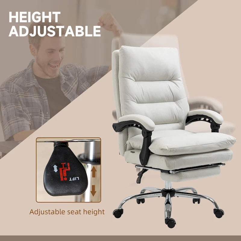 Chaise de bureau de massage inclinable chauffante à vibrations en microfibre