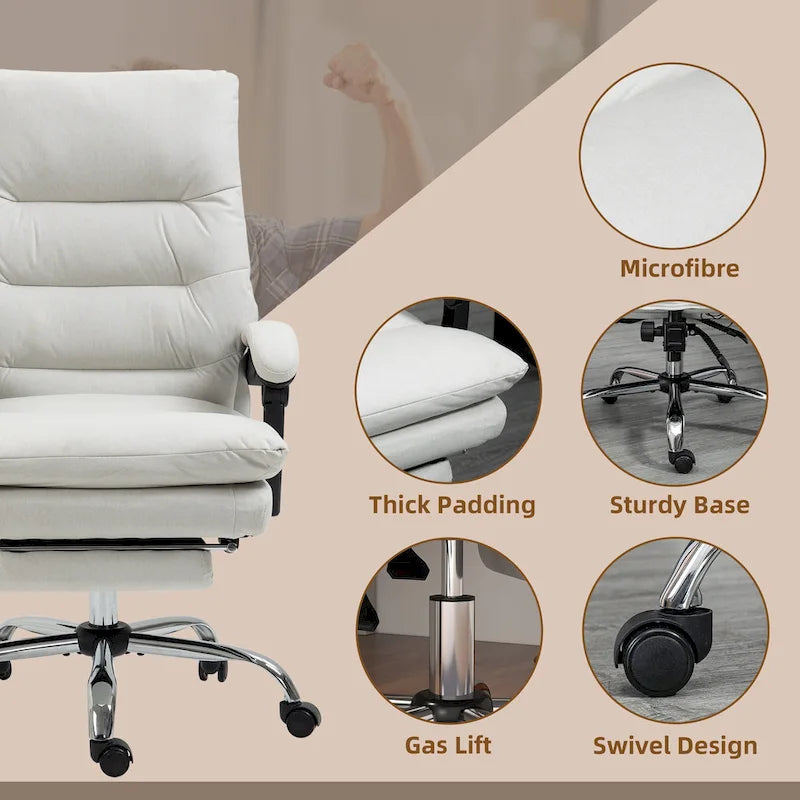 Chaise de bureau de massage inclinable chauffante à vibrations en microfibre