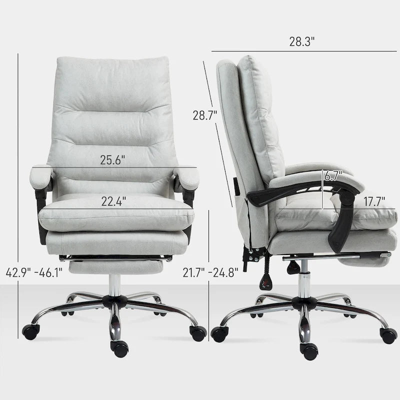 Chaise de bureau de massage inclinable chauffante à vibrations en microfibre