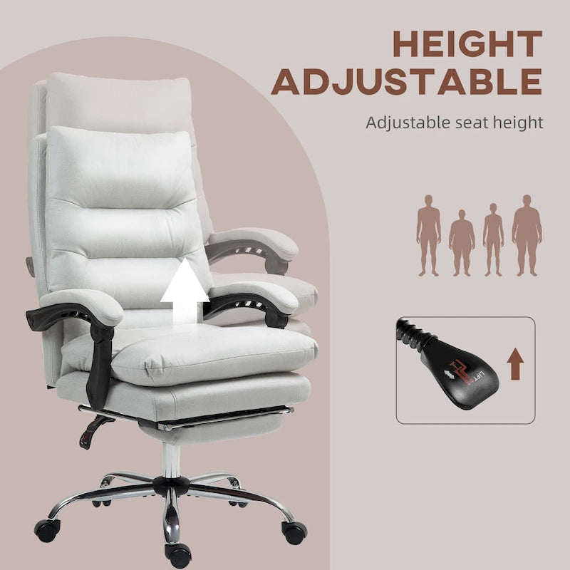 Chaise de bureau de massage inclinable chauffante à vibrations en microfibre