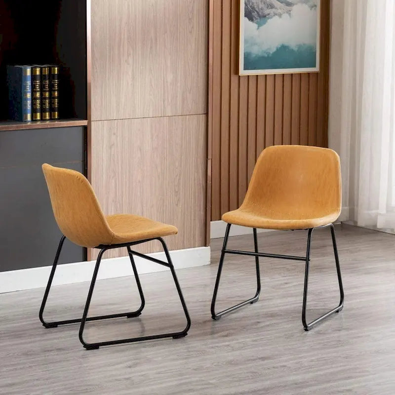 Chaises de salle à manger modernes en similicuir avec structure en métal - Résistantes à l'eau