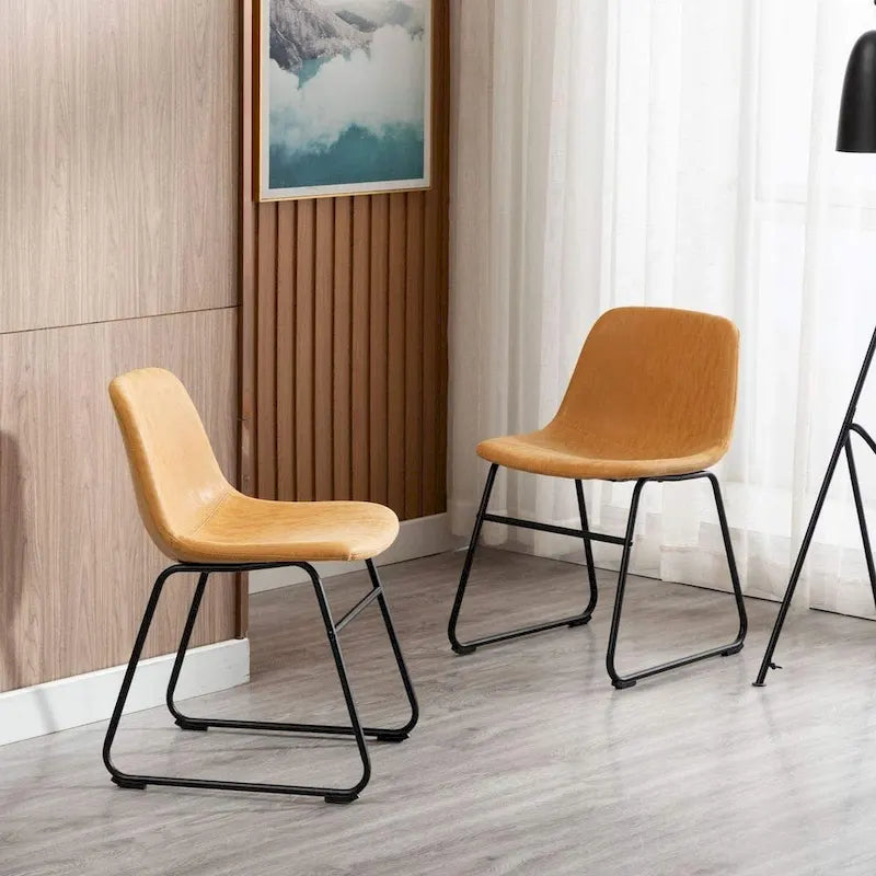 Chaises de salle à manger modernes en similicuir avec structure en métal - Résistantes à l'eau