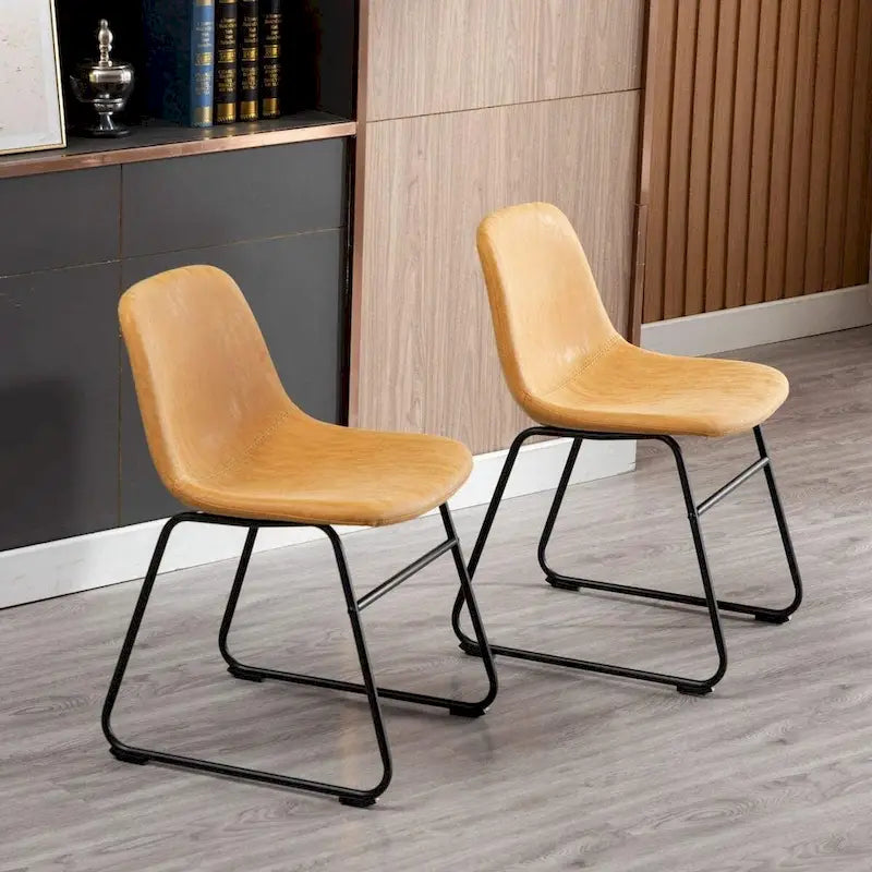 Chaises de salle à manger modernes en similicuir avec structure en métal - Résistantes à l'eau