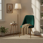 Chaises de salle à manger Anzu Glam en velours vert avec pieds dorés