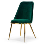Chaises de salle à manger Anzu Glam en velours vert avec pieds dorés