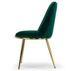 Chaises de salle à manger Anzu Glam en velours vert avec pieds dorés