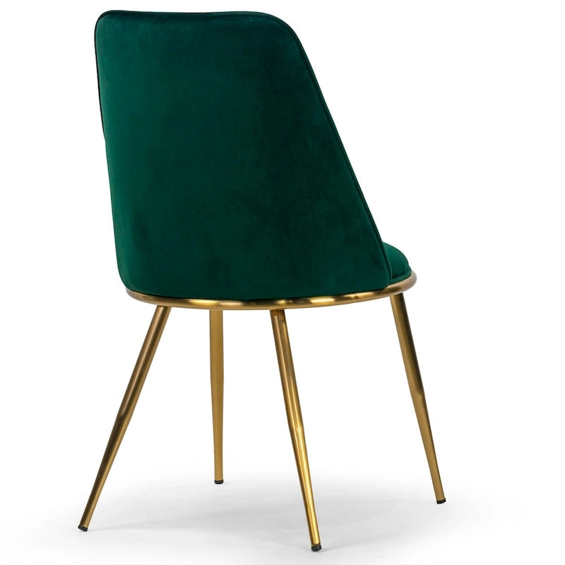 Chaises de salle à manger Anzu Glam en velours vert avec pieds dorés