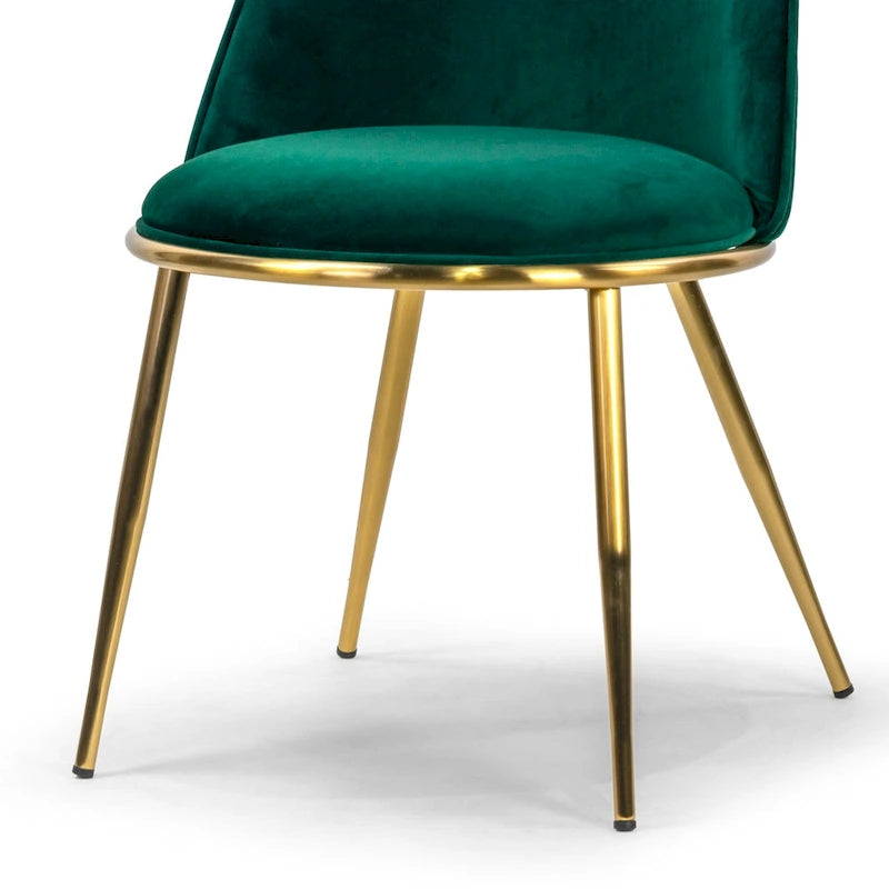 Chaises de salle à manger Anzu Glam en velours vert avec pieds dorés