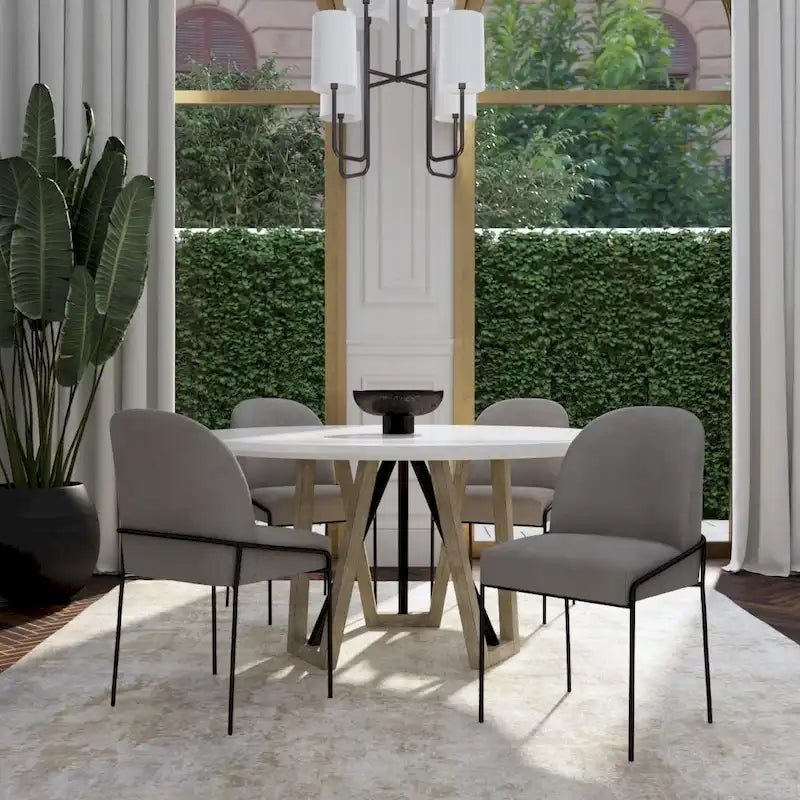 Chaise de salle à manger moderne capitonnée en velours