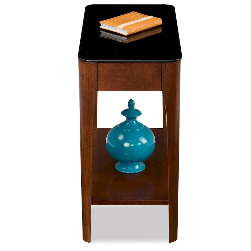 Table d'appoint Hemer avec plateau en verre noir