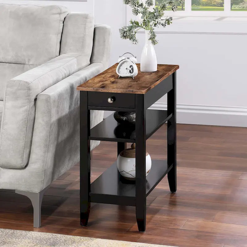 Table d'appoint de chevet American Heritage à 1 tiroir avec étagères