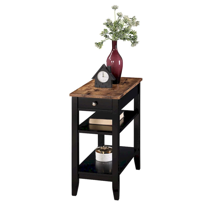 Table d'appoint de chevet American Heritage à 1 tiroir avec étagères