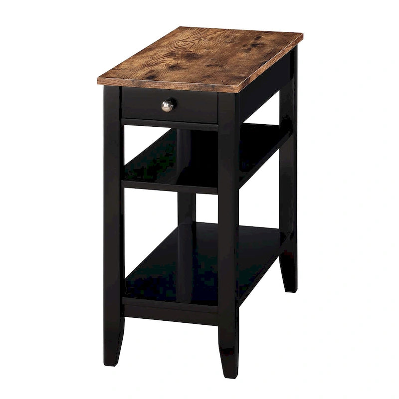 Table d'appoint de chevet American Heritage à 1 tiroir avec étagères