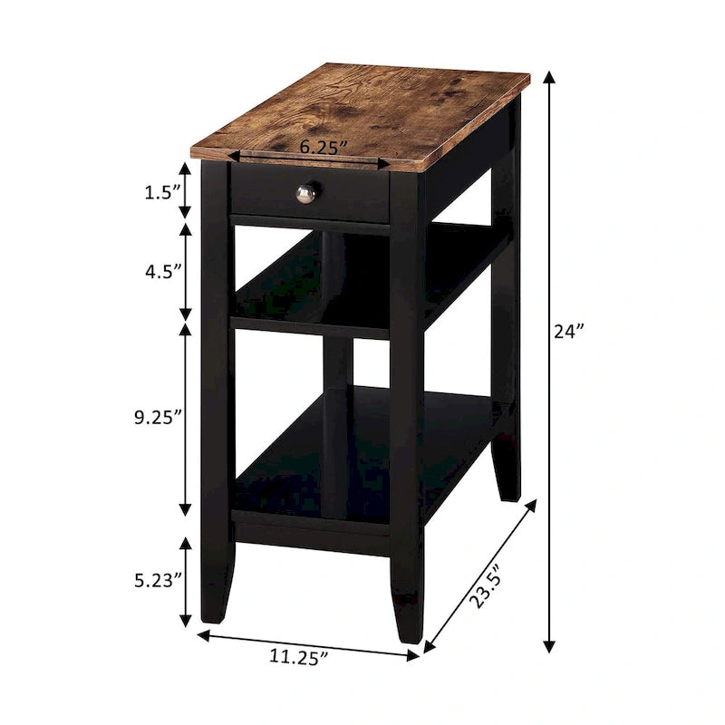 Table d'appoint de chevet American Heritage à 1 tiroir avec étagères