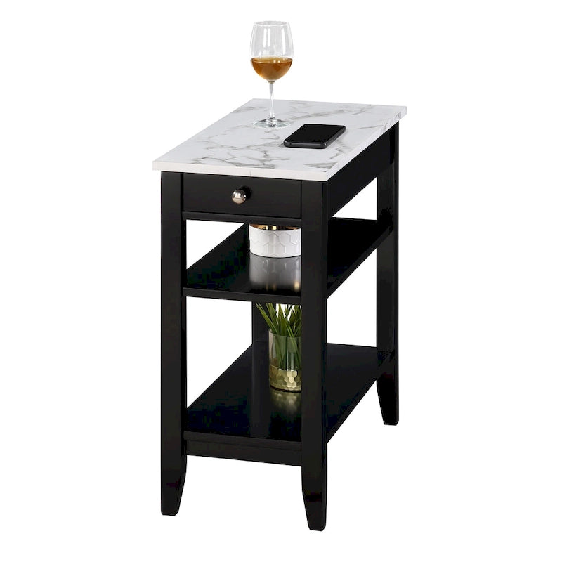Table d'appoint de chevet American Heritage à 1 tiroir avec étagères