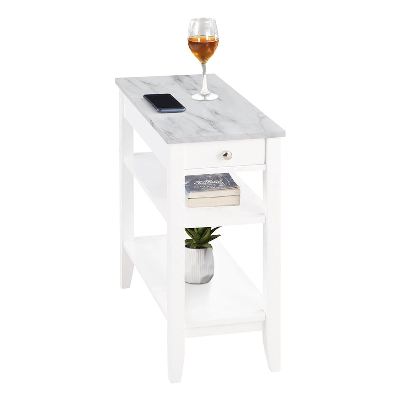 Table d'appoint de chevet American Heritage à 1 tiroir avec étagères