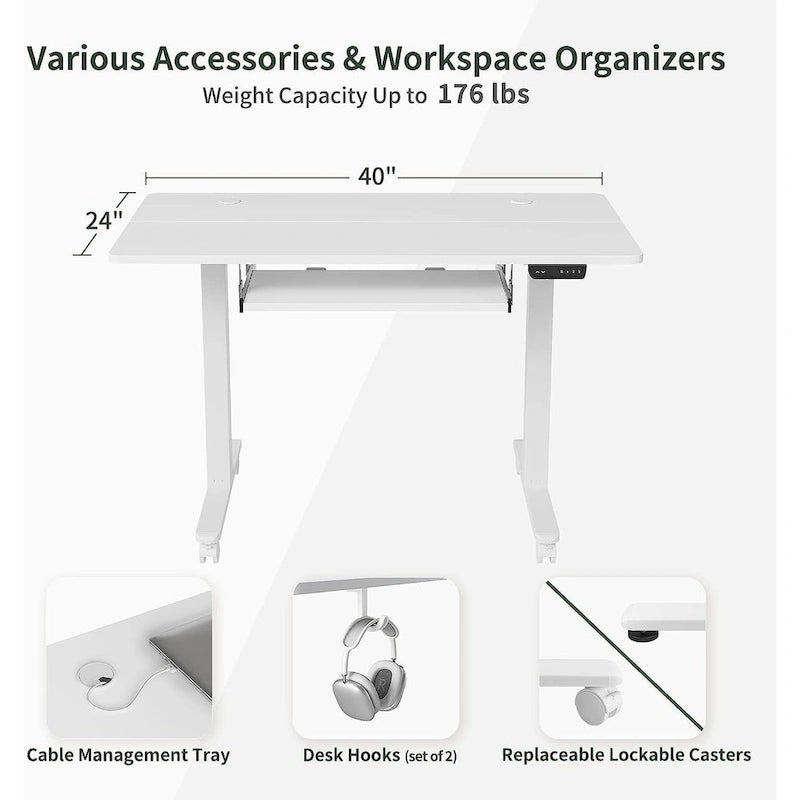 FEZIBO/Meubles de bureau à domicile/Bois/Bureau avec tablette coulissante pour clavier/Bureaux