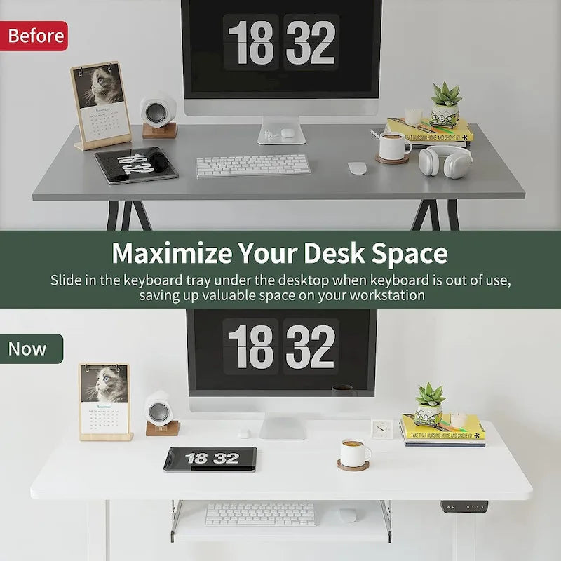 FEZIBO/Meubles de bureau à domicile/Bois/Bureau avec tablette coulissante pour clavier/Bureaux