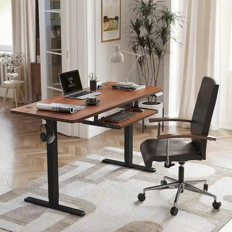 FEZIBO/Meubles de bureau à domicile/Bois/Bureau avec tablette coulissante pour clavier/Bureaux